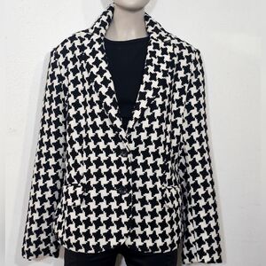 George Black and White Houndstooth Blazer